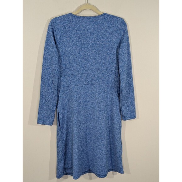 SCOTTeVEST Blue Faux Wrap Long Sleeve Daphne Dress Medium Zip Pockets - Picture 10 of 10